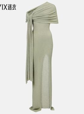 AYA MUSE 女款垂褶单肩长款连衣裙 迷衣时尚