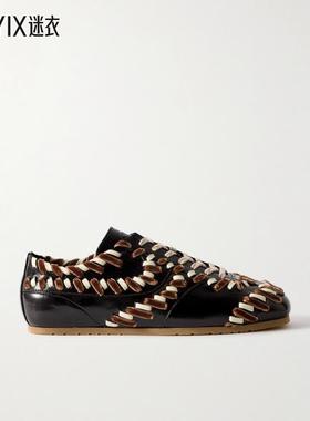 [秋冬新品]Dries Van Noten 女款黑色皮质运动鞋 迷衣时尚