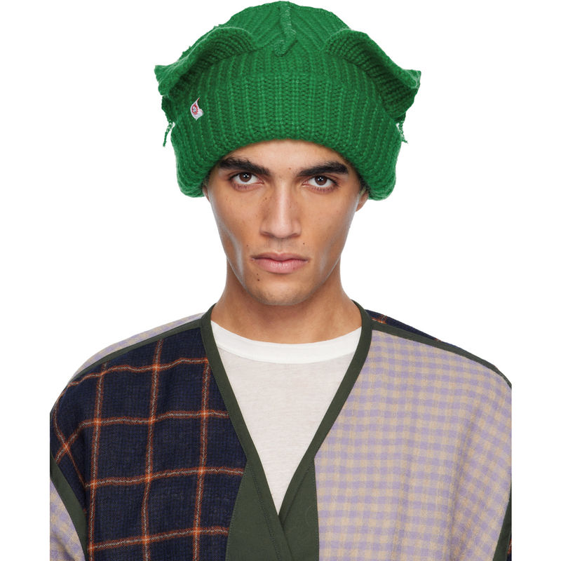 Charles Jeffrey Loverboy 男士 毛线帽 绿色 Mohair Chunky Ears图片