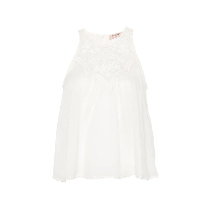 TWINSET 女士 SS26 上衣 Mother-of-Pearl 棉质 - 实物图