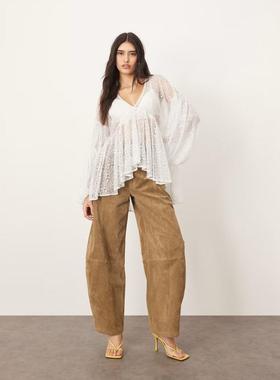 ARRANGE 女士 上衣 delicate volume 透视蕾丝衫(浅蓝)