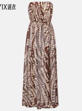 Poupette St Barth 女款Mara 抹胸印花中长连衣裙 迷衣时尚