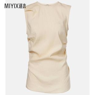 Schouler White Proenza 女款 褶皱亚麻混纺上衣 Label Anoushka