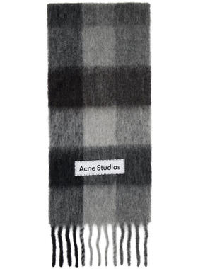 Acne Studios 女士 围巾 灰色 Mohair Checked 围巾