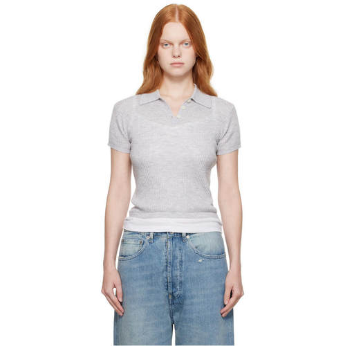 Guest In Residence 女士 SS26 POLO衫 灰色 Shrunken Polo 衫