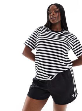 ASOS DESIGN 女士 T恤 Curve ultimate 设计条纹T恤(黑色/白色)