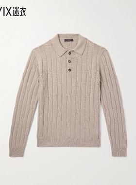 【早秋新品】Incotex  男款Zanone 粗线针织羊毛羊绒混纺Polo衫