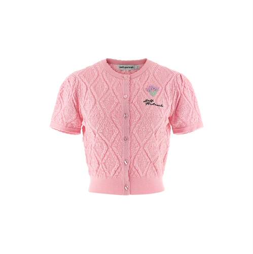 Self-Portrait 女士 SS26 上衣 'Pink knit' 网眼提花