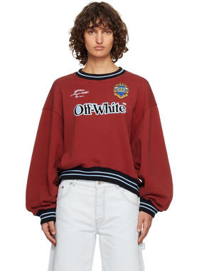 Off-White 女士 毛衣 红色 Sporty Over Crew Logo 套头衫