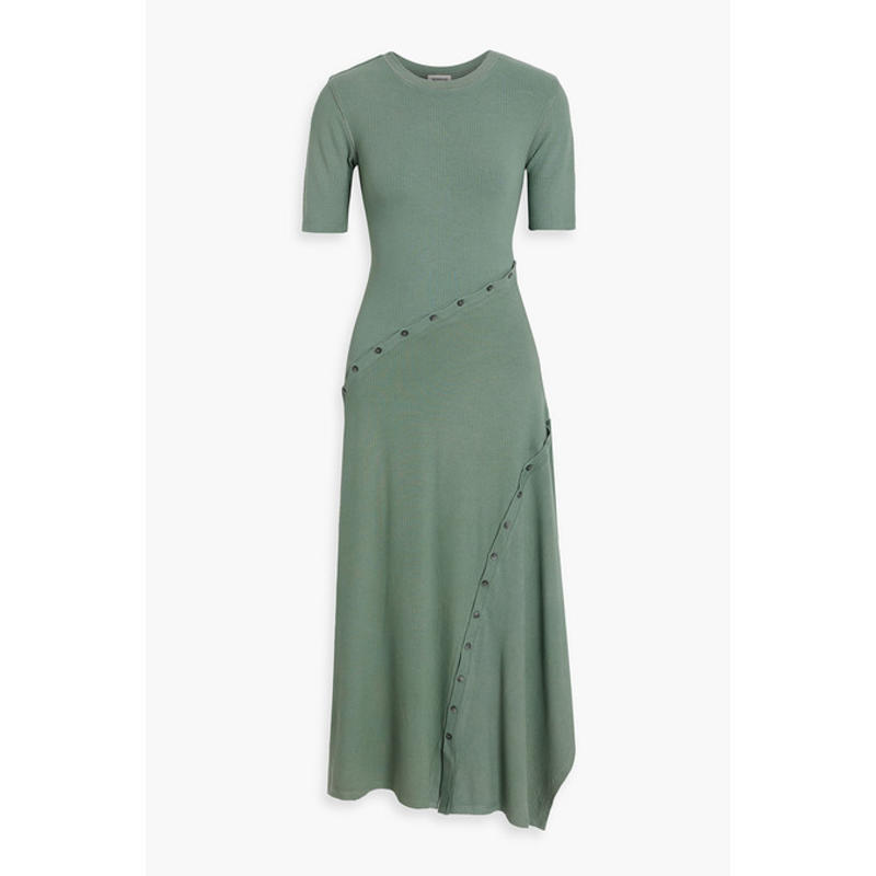 SIMKHAI 女士 中长连衣裙 Toma 纽扣装饰罗纹针织中长连衣裙