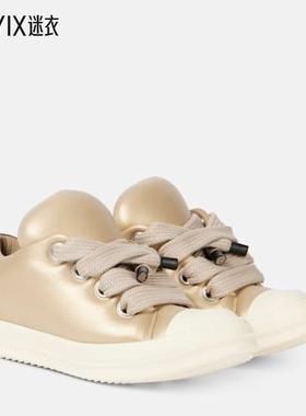 Rick Owens瑞克欧文斯 女款Jumbolace 金属感皮质运动鞋 迷衣时尚