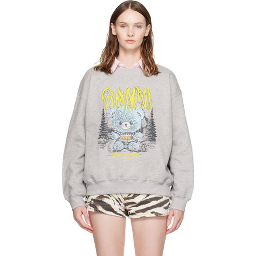 Ganni 甘尼 女士 FW26 卫衣 Isoli Teddy Forest 运动衫