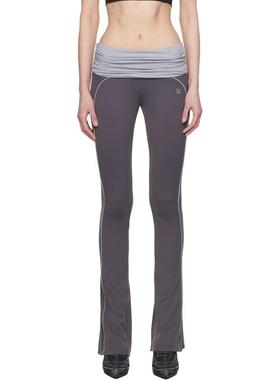 Misbhv 女士 运动长裤 灰色 Lycra Flared Wrapped 运动裤