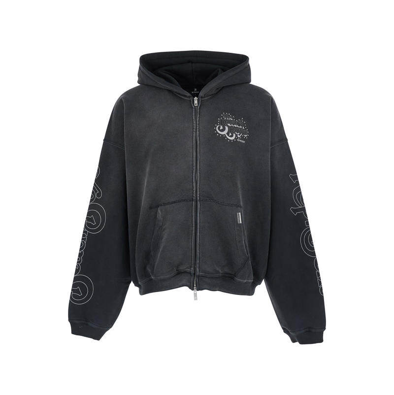 Represent 男士 FW26 卫衣 Back 黑色连帽长款印花袖子棉质()