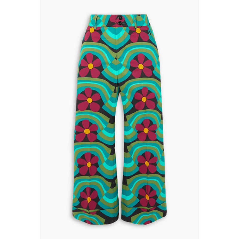 La DoubleJ 女士 长裤 Hendrix 短款印花弹力棉质喇叭长裤