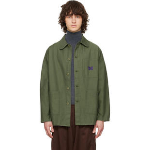 Needles 男士 夹克 卡其色 Coverall Reversed Sateen 衬衫