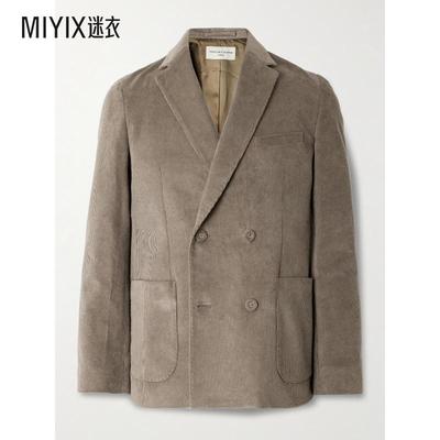 Officine Generale 男款Leon 双排扣棉质灯芯绒西装外套 迷衣时尚