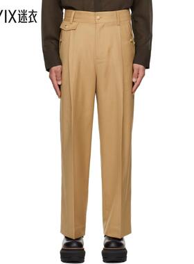 Feng Chen Wang 男款驼色 Slashed Wide 长裤 迷衣时尚