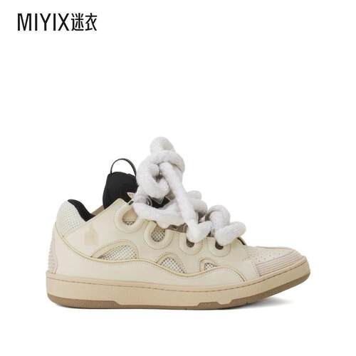 [秋冬新品]Lanvin浪凡 男款CURB 皮质蛇纹绑带运动鞋 迷衣时尚