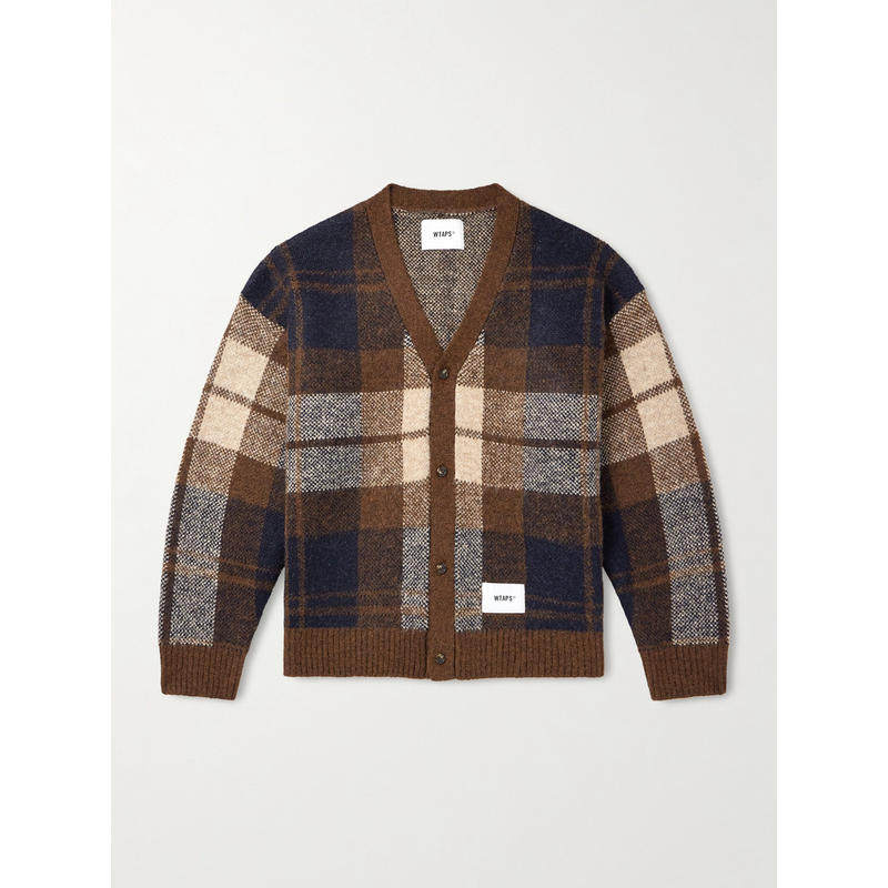 WTAPS 男士 开衫 Palmer Logo-Appliquéd 格纹提花针织针织开衫