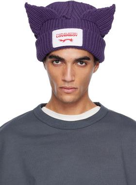 Charles Jeffrey Loverboy 男士 毛线帽 紫色 Chunky Ears 无檐帽
