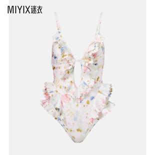 Zimmermann 女款花朵荷叶边泳衣 迷衣时尚