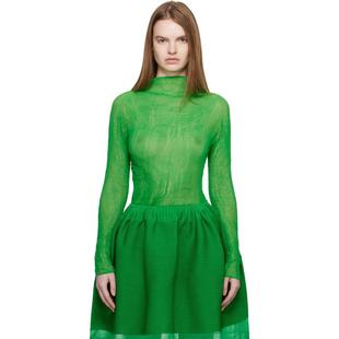 Issey Miyake 女士 上衣 绿色 Chiffon Twist 3 高领衫