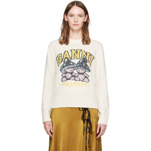 Ganni 甘尼 女士 FW26 毛衣 Mushroom Teddy 羊毛混纺