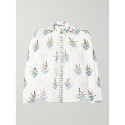 Alix Of Bohemia 女士 衬衫 Artemis 天蓝色荷叶边印花棉纱衬衫