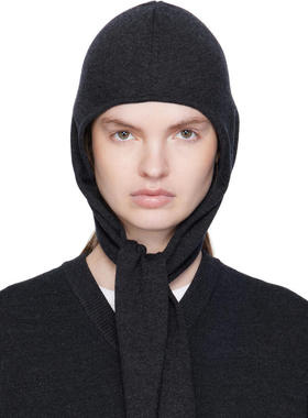 Lemaire 女士 毛线帽 灰色 Fine Wool Head Scarf 兜帽