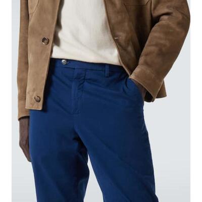 Canali 康钠丽 男士 长裤 棉质斜纹棉布裤