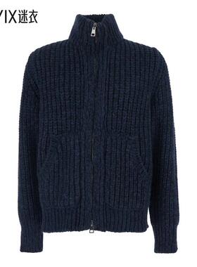 [秋冬新品]Roberto Collina 男款Closure 蓝色高领前拉链羊毛羊绒