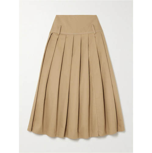 Tolu Coker 女士 SS26 中长裙 topstitched 褶裥牛仔中长半身裙