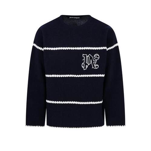 Palm Angels 棕榈天使 男士 FW23 毛衣 海军蓝 Monogram