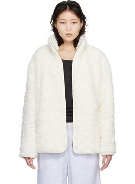 SKIMS 女士 夹克 白色 Faux Fur Oversized Mock Neck