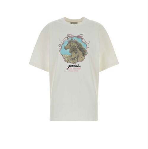 Ganni 甘尼 女士 FW26 T恤 米白色棉质宽松款