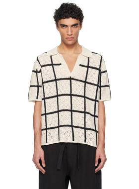 COMMAS 男士 POLO衫 灰白色 Crochet Check Open Placket Polo 衫