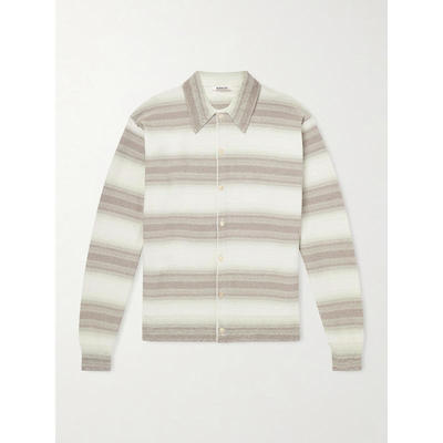 AURALEE 男士 SS26 开衫 渐变色条纹棉质真丝混纺针织