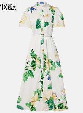 Leo Lin 女款Bianca 花朵棉质衬衫式连衣裙 迷衣时尚