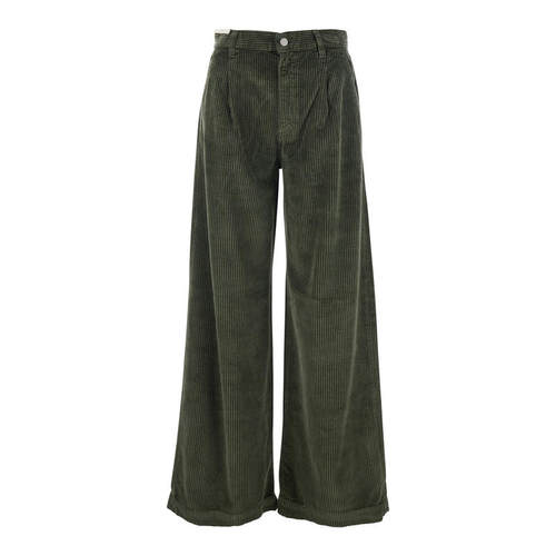 PT Torino 女士 FW25 长裤 Back 绿色带Logo拼缀灯芯绒女士长裤