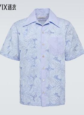 Wales Bonner 男款Highlife 花朵棉混纺保龄球衬衫 迷衣时尚