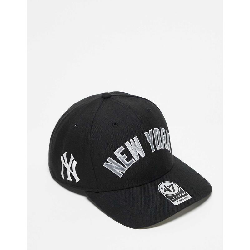 47 Brand 男士 棒球帽 New York script 帽子(黑色)
