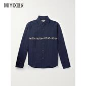 Kartik 迷衣时 层叠感嵌花精饰刺绣细条纹亚麻衬衫 Research 男款