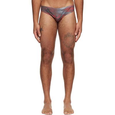 Jean Paul Gaultier 男士 泳裤 红色 The Blurry Roses 三角泳裤