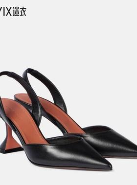 Amina Muaddi 女款Holli 70 皮质露跟浅口鞋 迷衣时尚