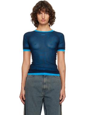 Off-White 女士 T恤 海军蓝  蓝色 Mesh Double Layer Crew T 恤