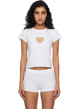 SKIMS 女士 T恤 白色 Worn In Jersey Heart Baby