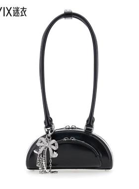 【早秋新品】Self-Portrait 女款黑色皮革迷你吊饰肩包 迷衣时尚