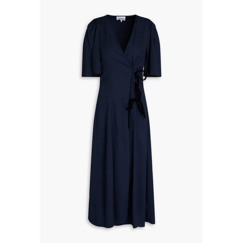 Ganni 女士 中长连衣裙 缎面斜纹布中长缠绕式连衣裙