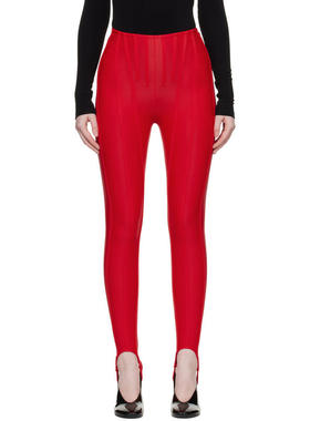 Mugler 女士 运动紧身裤 独家发售红色 Corseted 紧身裤